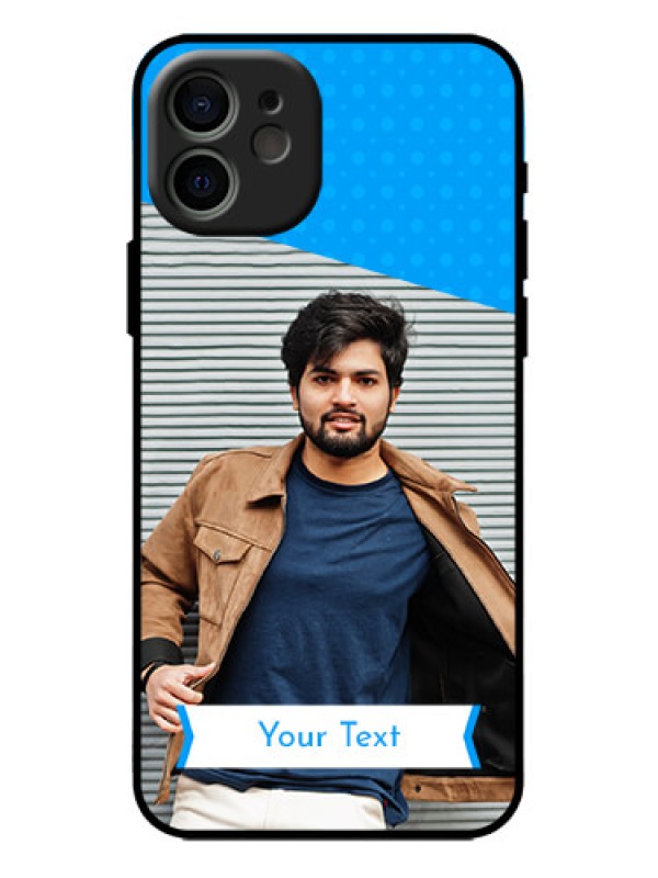 Custom iPhone 12 Custom Metal Phone Case - Simple Blue Color Design
