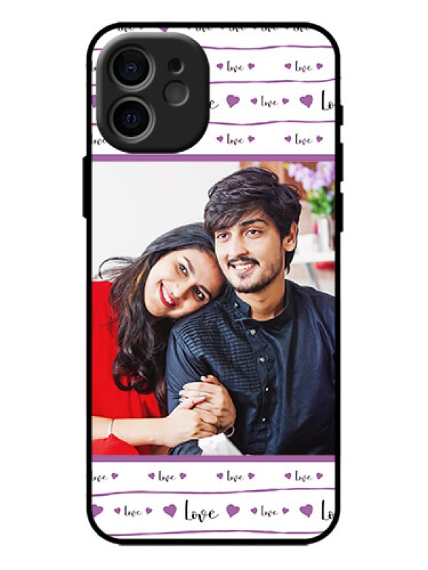 Custom iPhone 12 Custom Metal Phone Case - Couples Heart Design