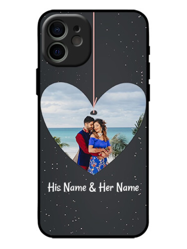 Custom iPhone 12 Custom Metal Phone Case - Hanging Heart Design