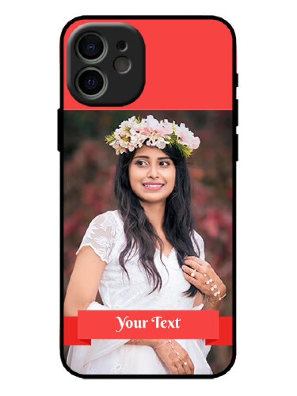 Custom iPhone 12 Custom Metal Phone Case - Simple Red Color Design