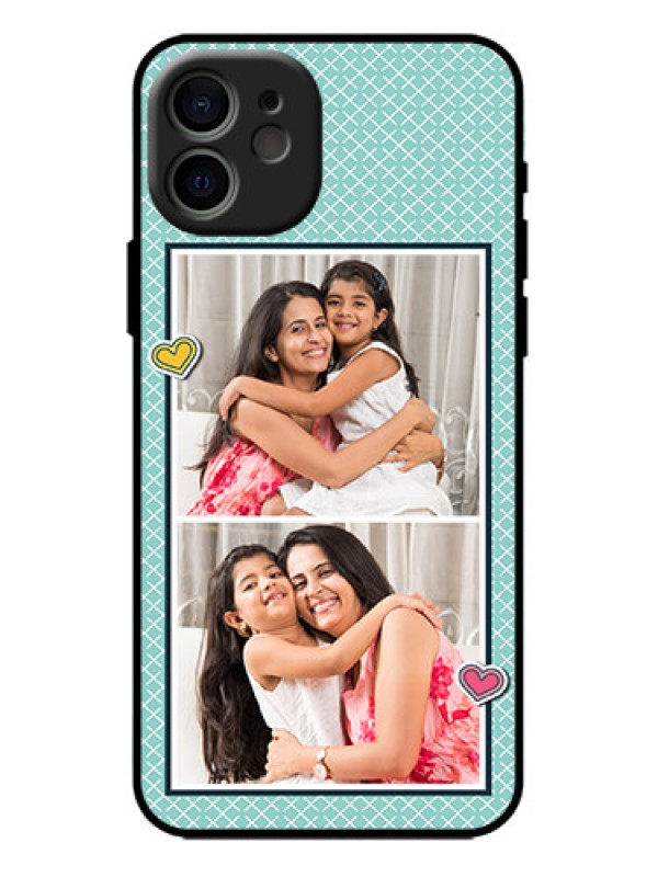Custom iPhone 12 Custom Metal Phone Case - 2 Image Holder With Pattern Design