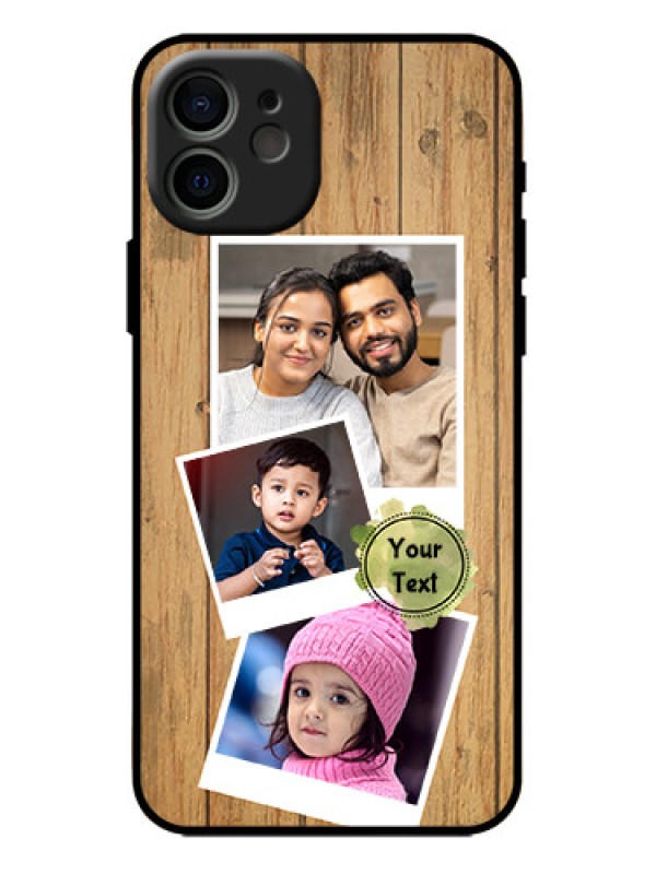 Custom iPhone 12 Custom Metal Phone Case - Wooden Texture Design