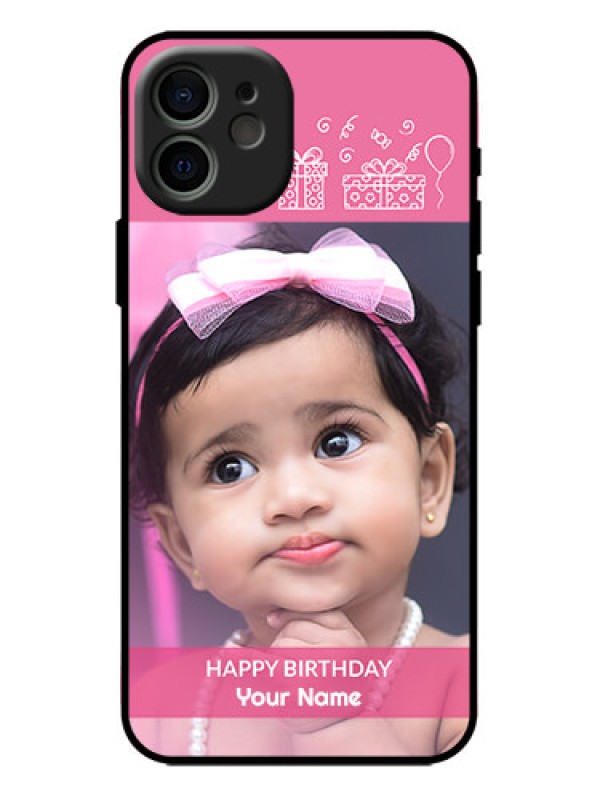 Custom iPhone 12 Custom Metal Phone Case - With Birthday Line Art Design