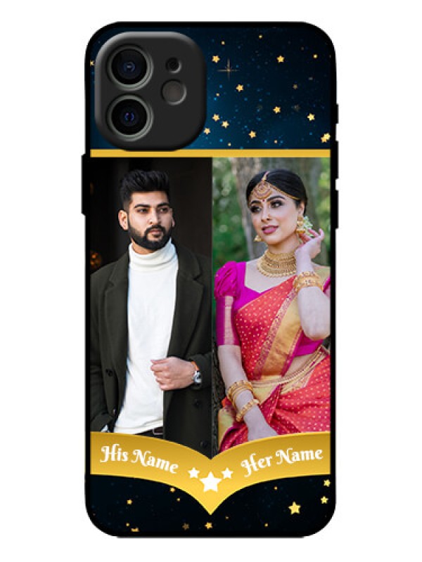 Custom iPhone 12 Custom Metal Phone Case - Galaxy Stars Backdrop Design