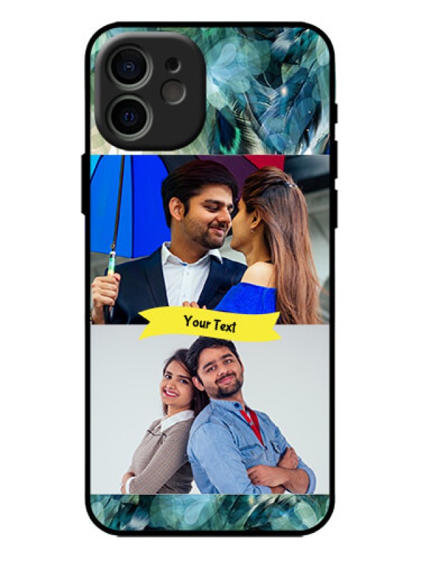 Custom iPhone 12 Custom Metal Phone Case - Image With Boho Peacock Feather Design