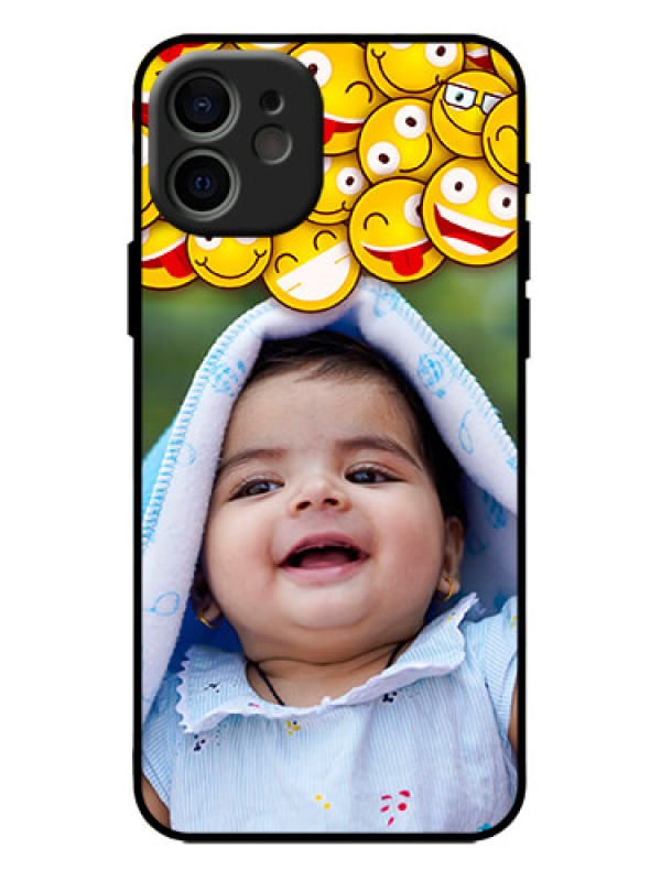 Custom iPhone 12 Custom Metal Phone Case - With Smiley Emoji Design