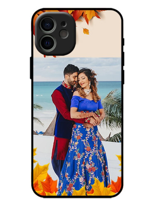 Custom iPhone 12 Custom Metal Phone Case - Autumn Maple Leaves Design