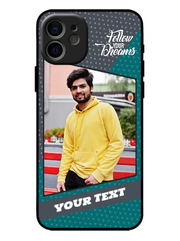 Custom iPhone 12 Custom Metal Phone Case - Background Pattern Design With Quote