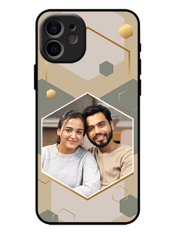Custom iPhone 12 Custom Metal Phone Case - Stylish Hexagon Pattern Design
