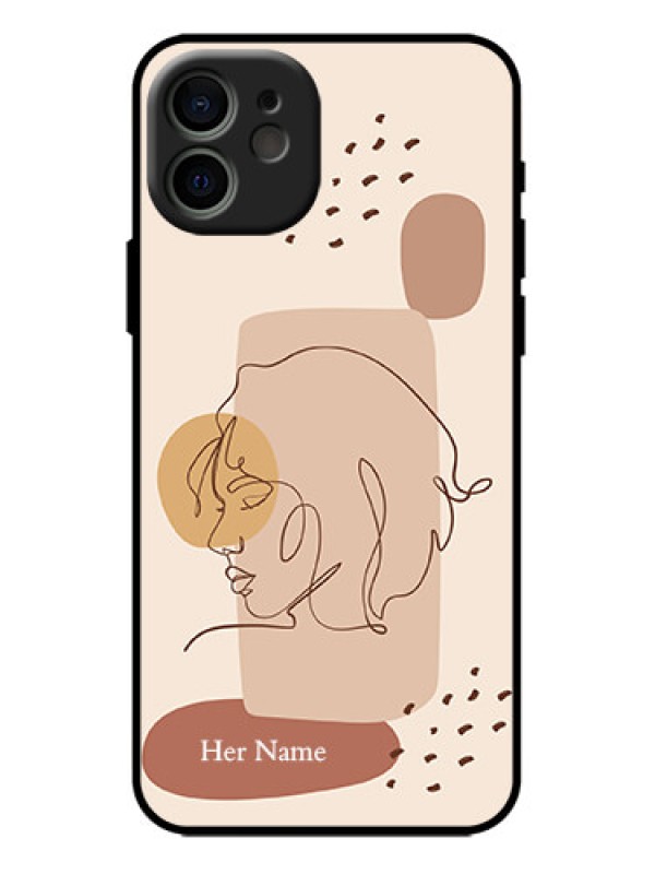 Custom iPhone 12 Custom Metal Phone Case - Calm Woman Line Art Design