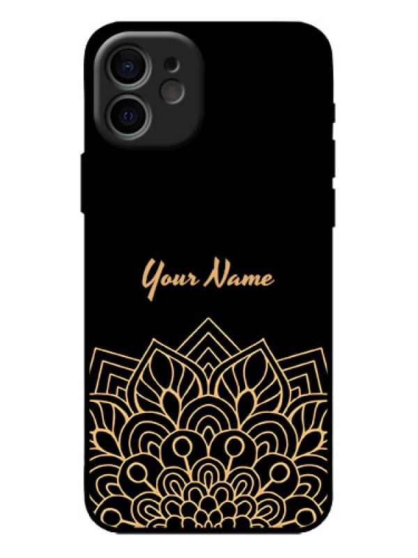 Custom iPhone 12 Custom Metal Phone Case - Golden Mandala Design
