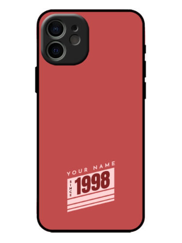 Custom iPhone 12 Custom Metal Phone Case - Red Custom Year Of Birth Design