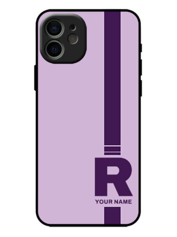 Custom iPhone 12 Custom Metal Phone Case - Simple Dual Tone Stripe With Name Design