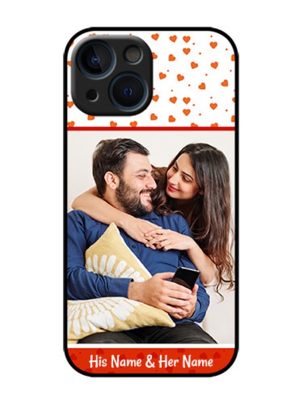 Custom iPhone 13 Mini Custom Metal Phone Case - Orange Love Symbol Design