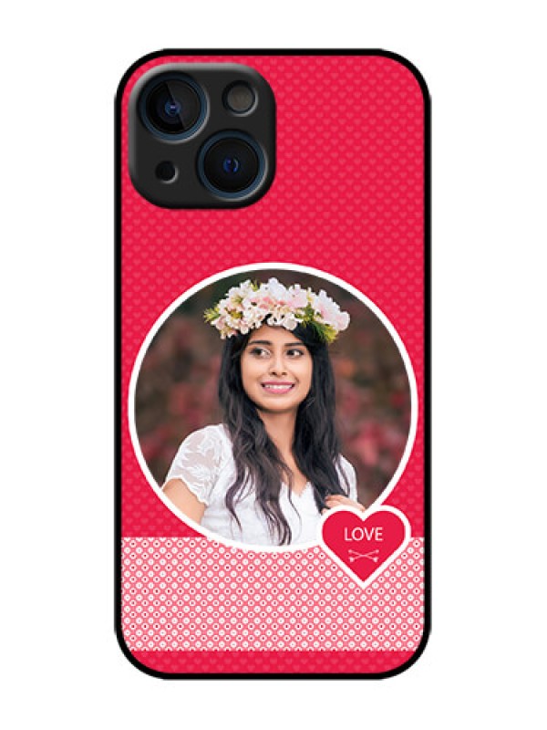 Custom iPhone 13 Mini Custom Metal Phone Case - Pink Color Pattern Design