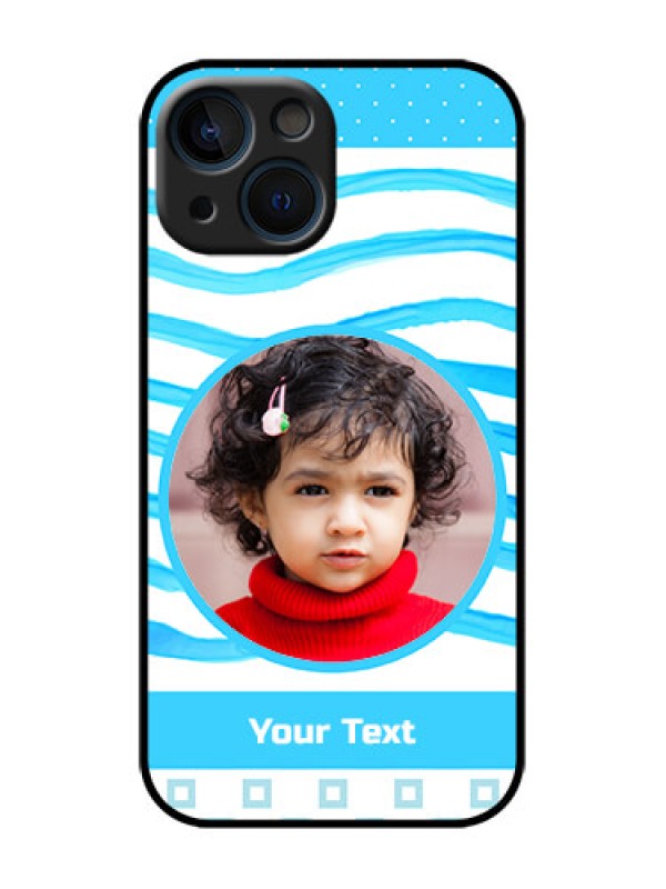 Custom iPhone 13 Mini Custom Metal Phone Case - Simple Blue Case Design