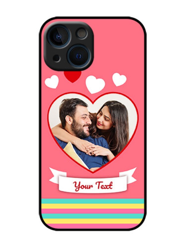 Custom iPhone 13 Mini Custom Metal Phone Case - Love Shapes Doodle Design