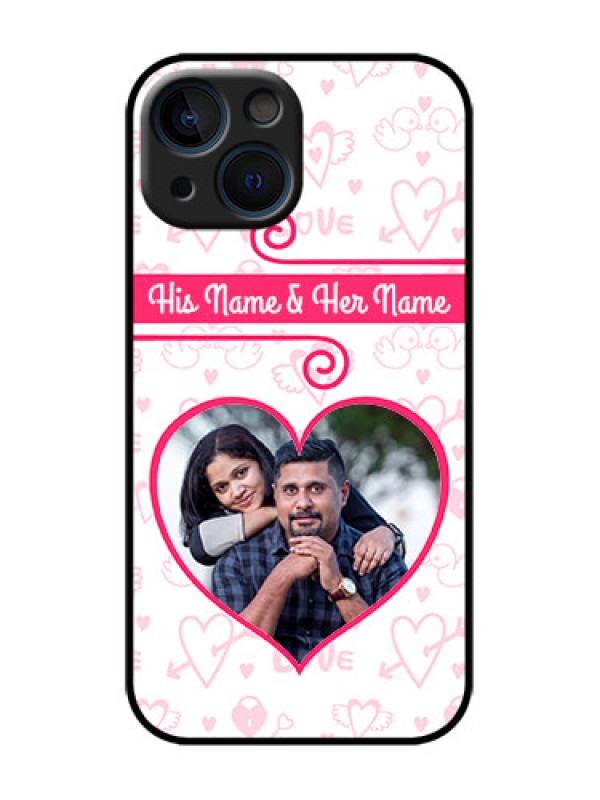 Custom iPhone 13 Mini Custom Metal Phone Case - Heart Shape Love Design