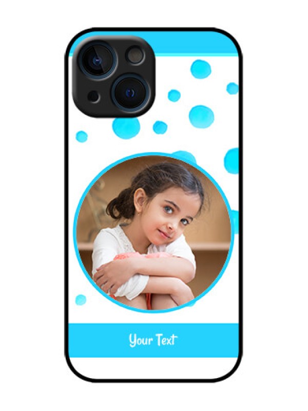 Custom iPhone 13 Mini Custom Metal Phone Case - Blue Bubbles Pattern Design