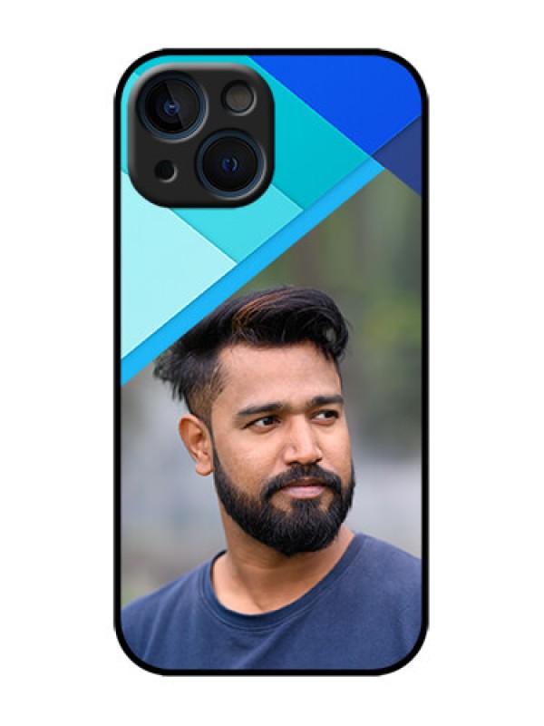 Custom iPhone 13 Mini Custom Metal Phone Case - Blue Pattern Design