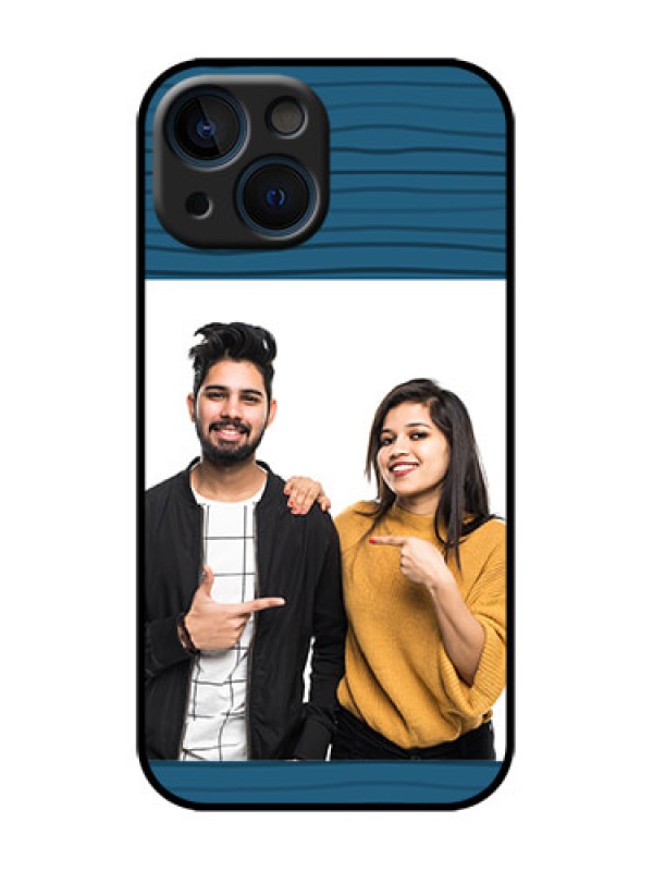 Custom iPhone 13 Mini Custom Metal Phone Case - Blue Pattern Cover Design