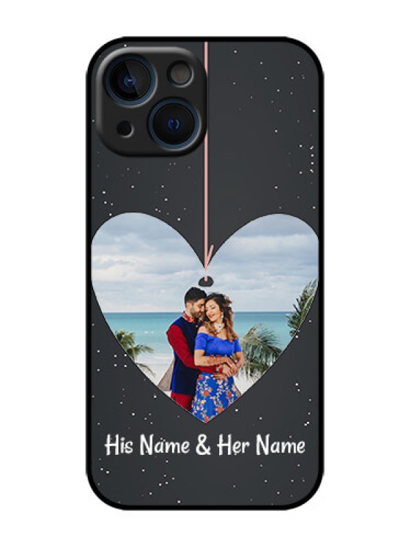 Custom iPhone 13 Mini Custom Metal Phone Case - Hanging Heart Design