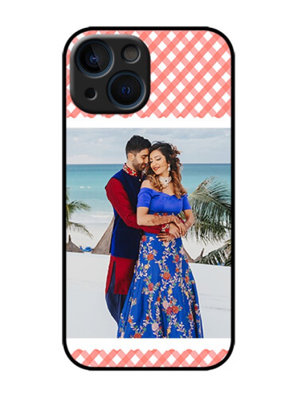 Custom iPhone 13 Mini Custom Metal Phone Case - Pink Pattern Design