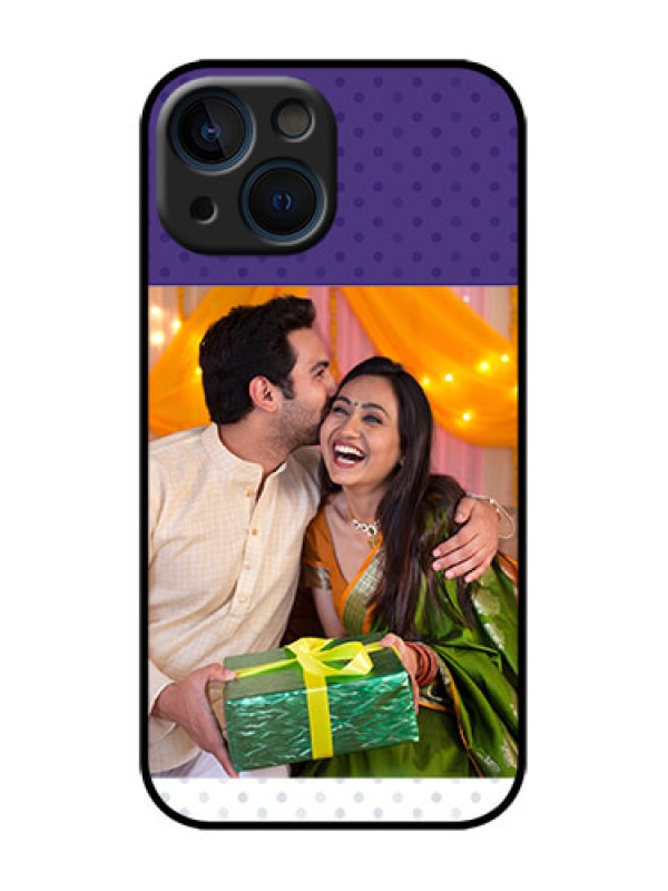 Custom iPhone 13 Mini Custom Metal Phone Case - Violet Colored Pattern Design