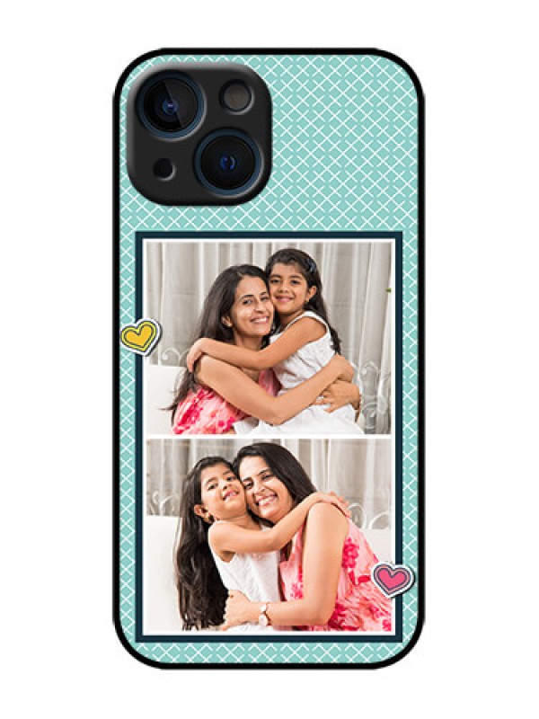 Custom iPhone 13 Mini Custom Metal Phone Case - 2 Image Holder With Pattern Design