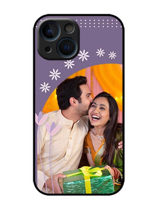 Custom iPhone 13 Mini Custom Metal Phone Case - Lavender Flowers Design