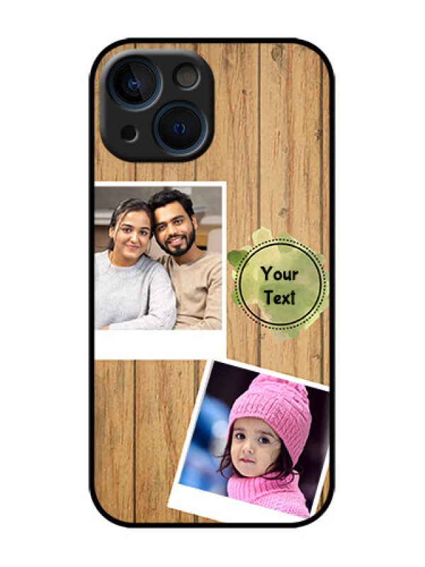 Custom iPhone 13 Mini Custom Metal Phone Case - Wooden Texture Design