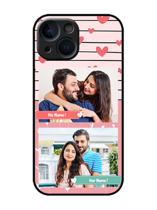Custom iPhone 13 Mini Custom Metal Phone Case - Photo With Heart Design