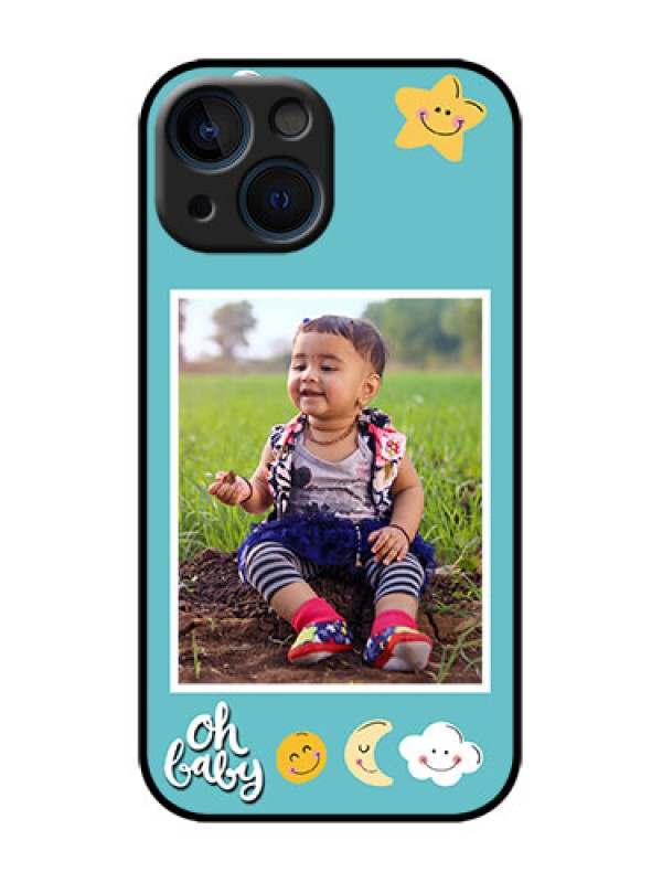 Custom iPhone 13 Mini Custom Metal Phone Case - Smiley Kids Stars Design