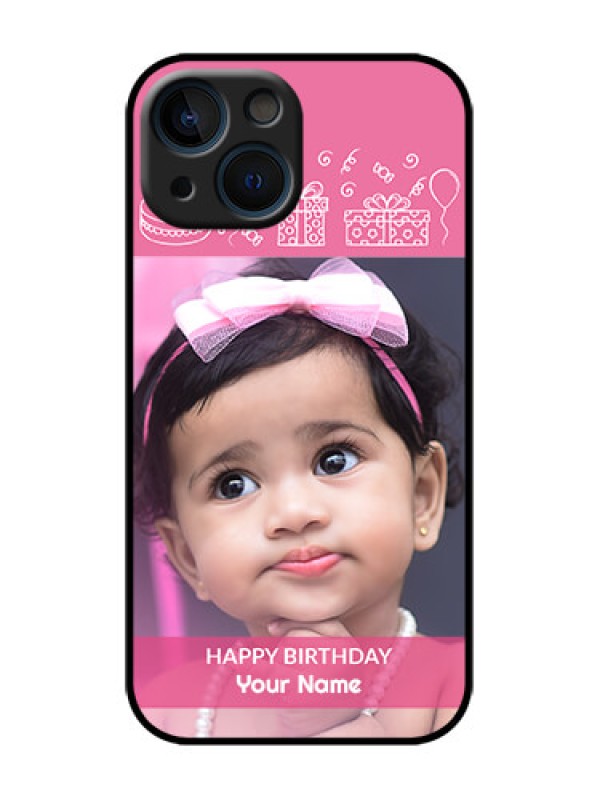 Custom iPhone 13 Mini Custom Metal Phone Case - With Birthday Line Art Design