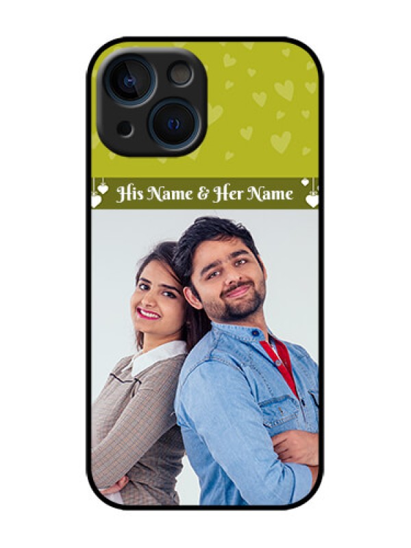 Custom iPhone 13 Mini Custom Metal Phone Case - You and Me Heart Design