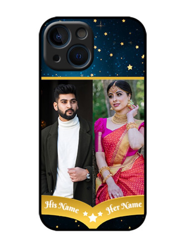 Custom iPhone 13 Mini Custom Metal Phone Case - Galaxy Stars Backdrop Design