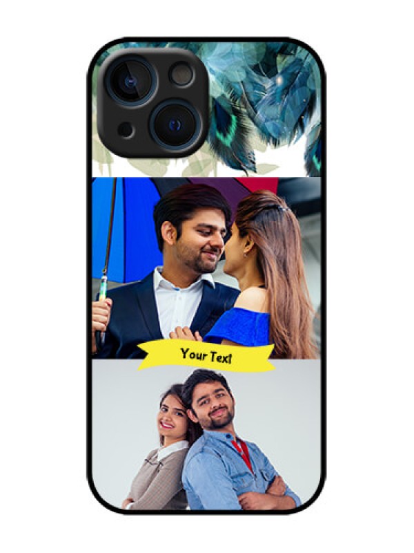 Custom iPhone 13 Mini Custom Metal Phone Case - Image With Boho Peacock Feather Design