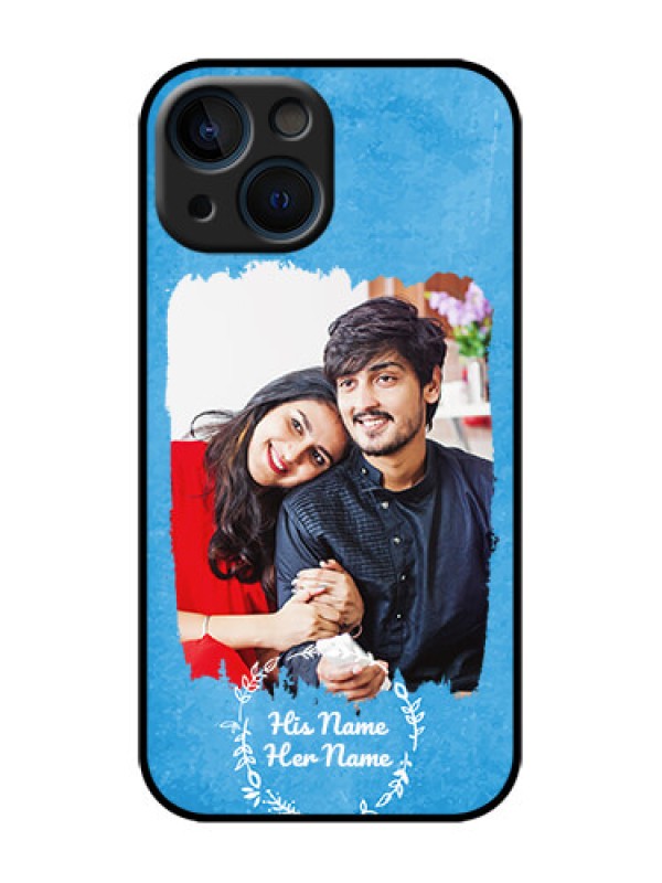 Custom iPhone 13 Mini Custom Metal Phone Case - Blue Color Vintage Design