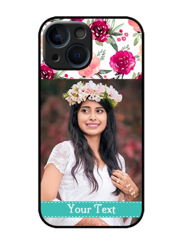 Custom iPhone 13 Mini Custom Metal Phone Case - Water Colors Floral Design