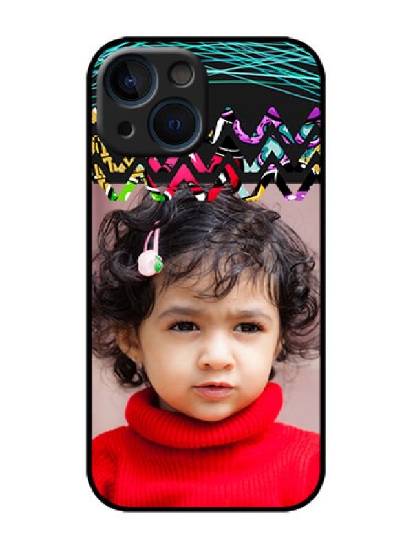 Custom iPhone 13 Mini Custom Metal Phone Case - Neon Abstract Design