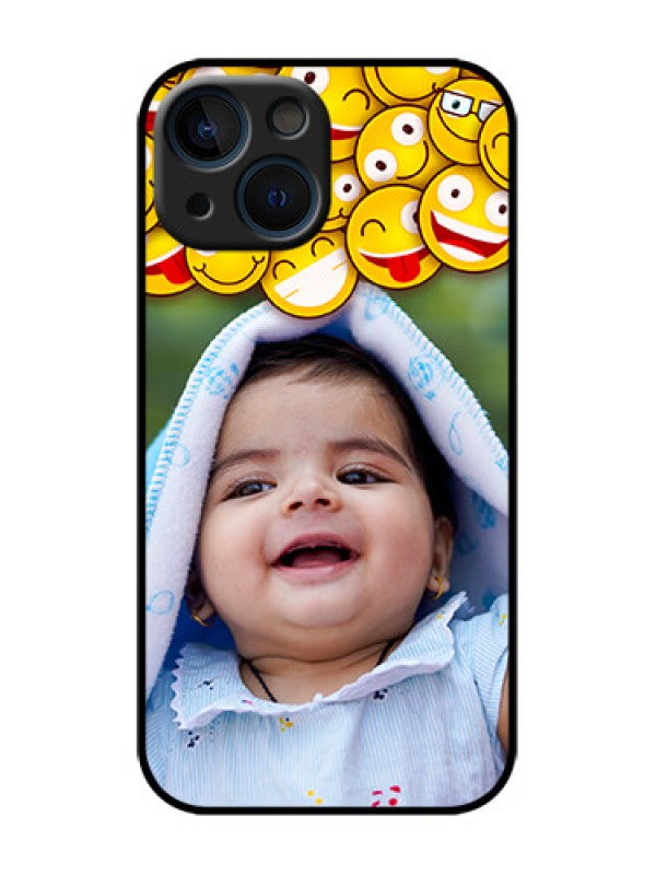 Custom iPhone 13 Mini Custom Metal Phone Case - With Smiley Emoji Design