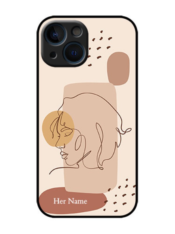 Custom iPhone 13 Mini Custom Metal Phone Case - Calm Woman Line Art Design