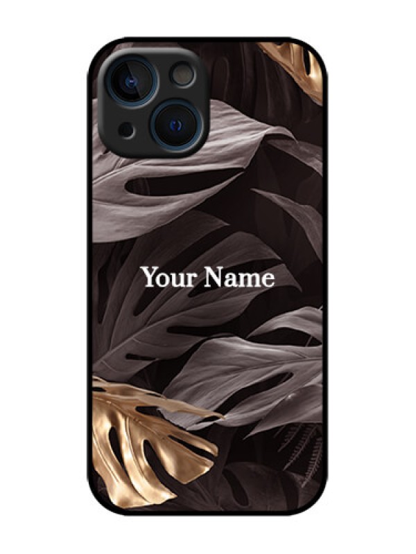 Custom iPhone 13 Mini Custom Metal Phone Case - Wild Leaves Digital Paint Design