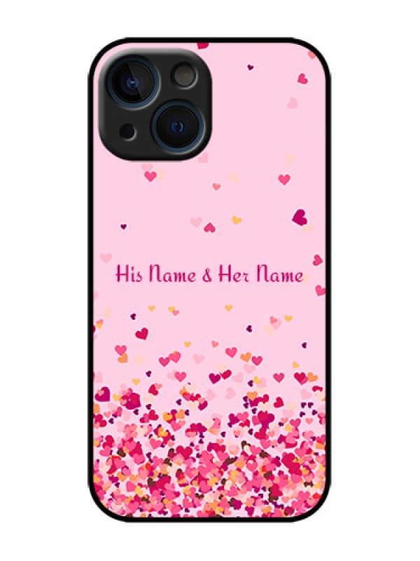 Custom iPhone 13 Mini Custom Metal Phone Case - Floating Hearts Design