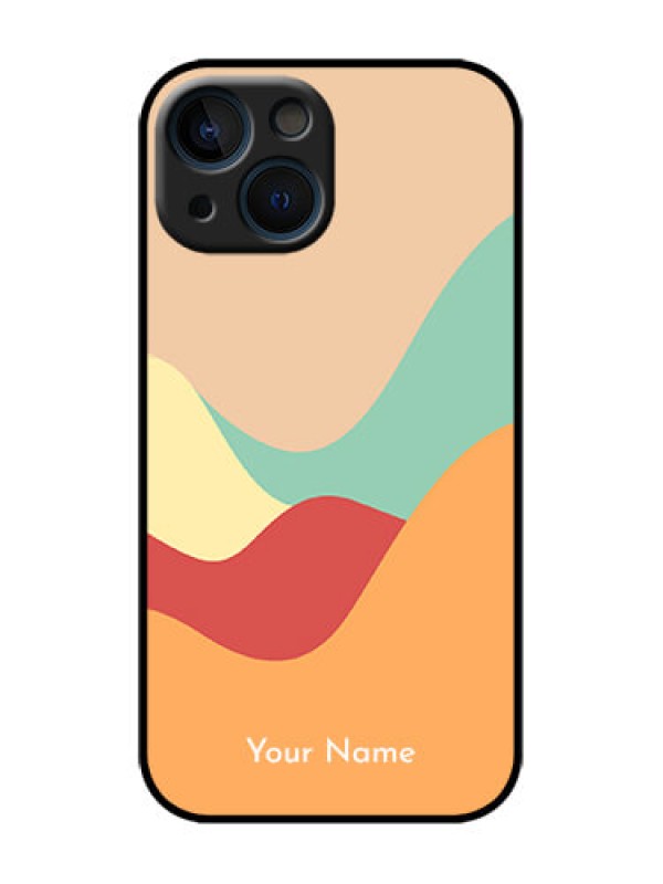 Custom iPhone 13 Mini Custom Metal Phone Case - Ocean Waves Multi - Colour Design