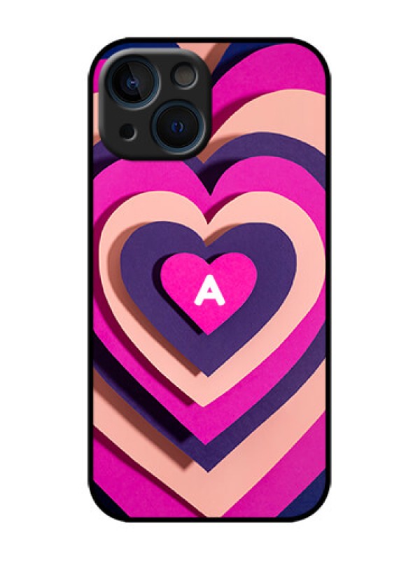 Custom iPhone 13 Mini Custom Metal Phone Case - Cute Heart Pattern Design