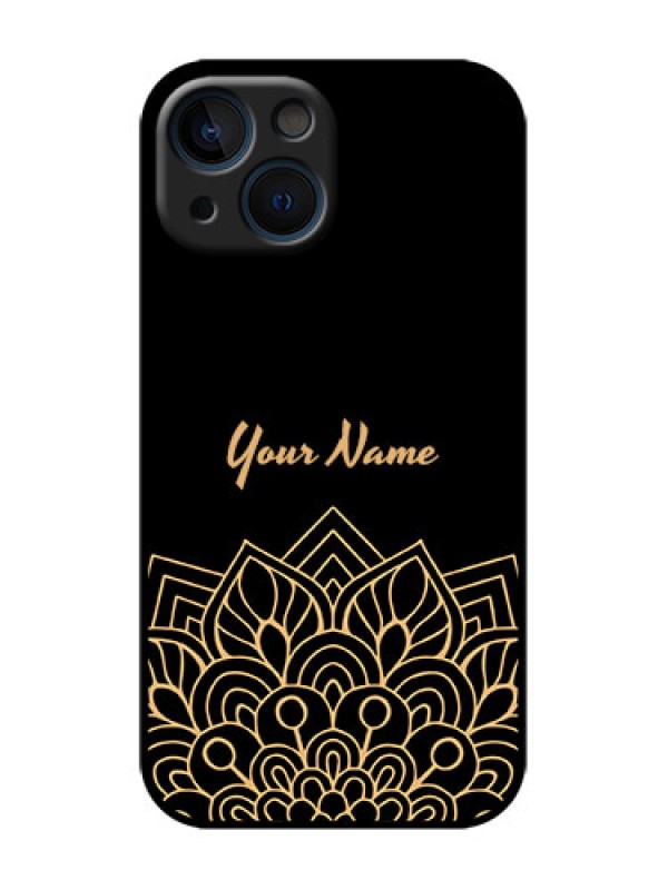 Custom iPhone 13 Mini Custom Metal Phone Case - Golden Mandala Design