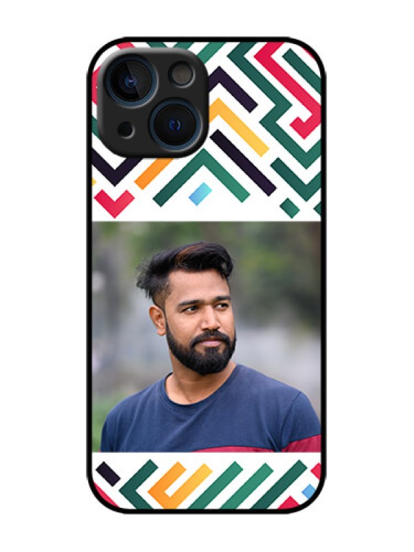 Custom iPhone 13 Mini Custom Metal Phone Case - Colorful Maze Pattern Design