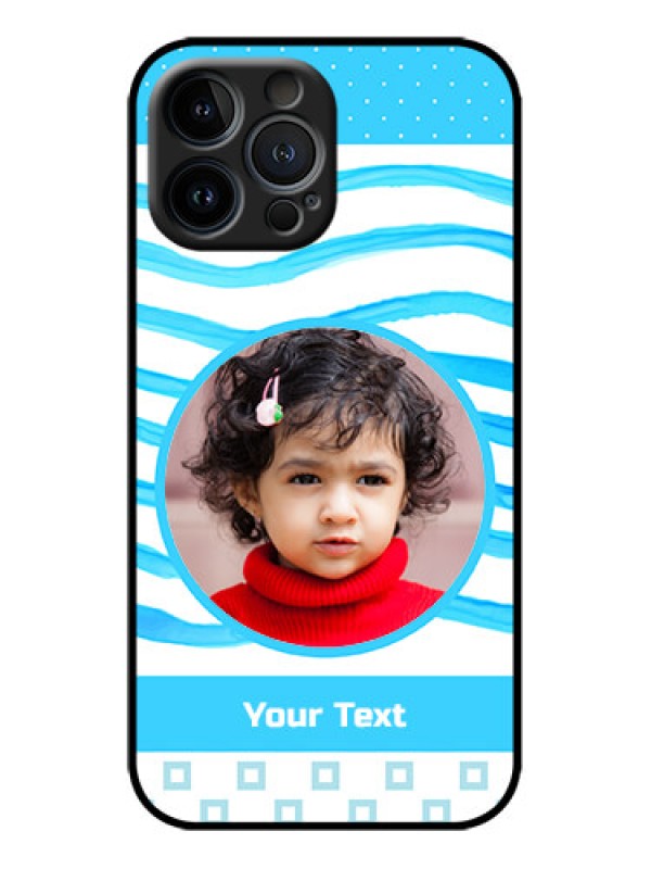 Custom iPhone 13 Pro Max Custom Metal Phone Case - Simple Blue Case Design