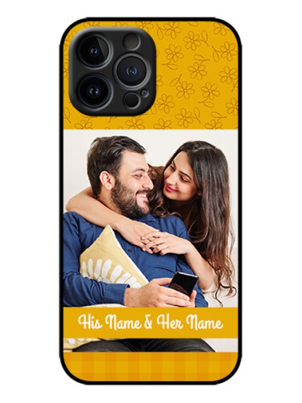 Custom iPhone 13 Pro Max Custom Metal Phone Case - Yellow Floral Design